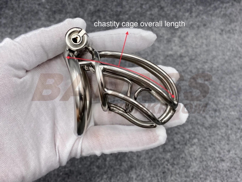 BA-28F Customizable Streamline Chastity Cage with Integrated Frenum Hook Stainless Steel/Titanium Cock Cage