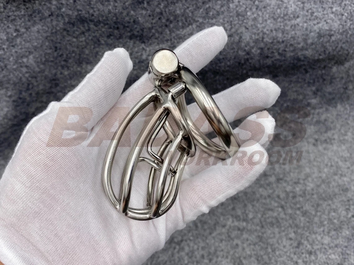 BA-28F Customizable Streamline Chastity Cage with Integrated Frenum Hook Stainless Steel/Titanium Cock Cage