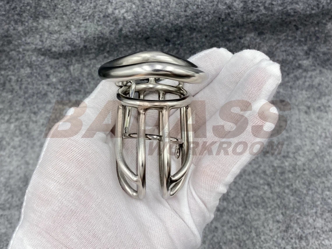BA-28F Customizable Streamline Chastity Cage with Integrated Frenum Hook Stainless Steel/Titanium Cock Cage