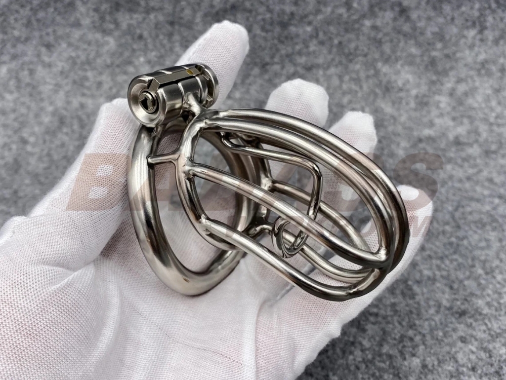 BA-28F Customizable Streamline Chastity Cage with Integrated Frenum Hook Stainless Steel/Titanium Cock Cage