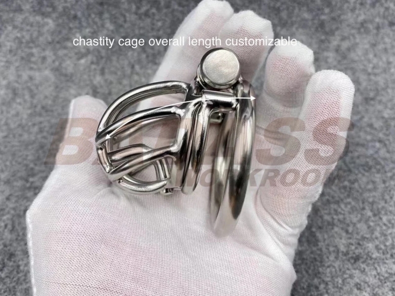BA-28 Customizable Streamline Chastity Cage with Integrated PA Device Stainless Steel/Titanium Cock Cage