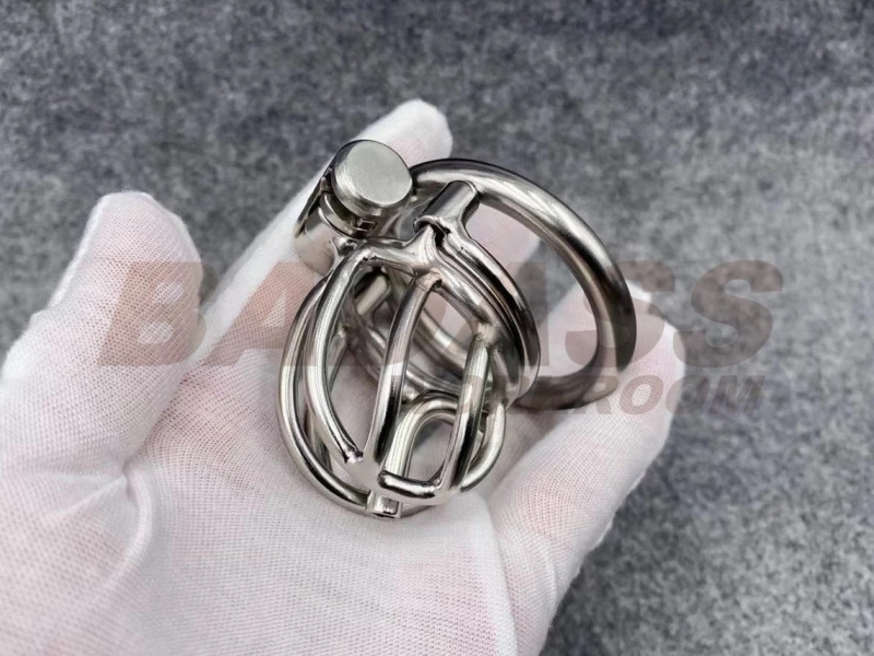 BA-28 Customizable Streamline Chastity Cage with Integrated PA Device Stainless Steel/Titanium Cock Cage