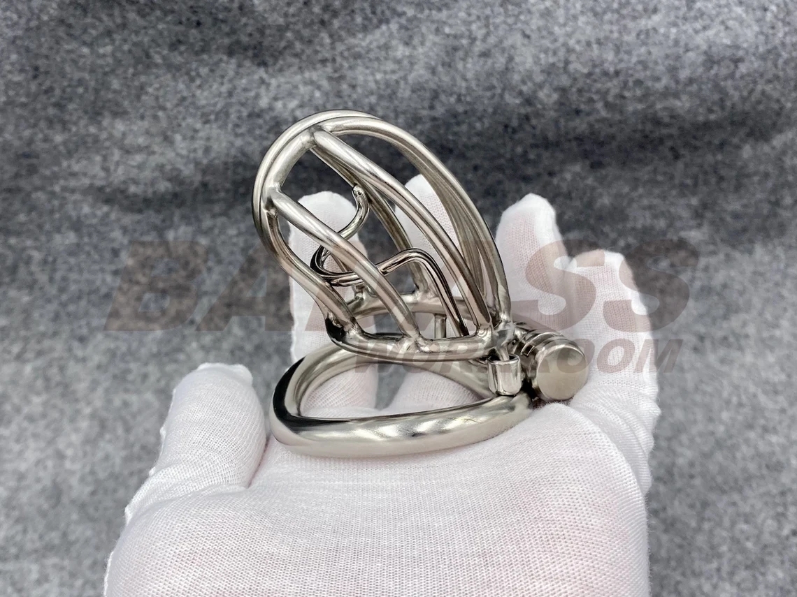 BA-28F Customizable Streamline Chastity Cage with Integrated Frenum Hook Stainless Steel/Titanium Cock Cage