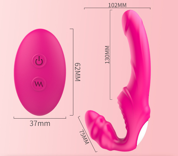 Strapless Strapon Dildo Vibrator Female Double Vibrating G Spot Adult Sex Toys
