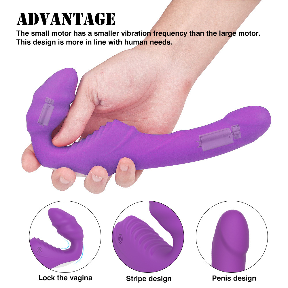 Strapless Strapon Dildo Vibrator Female Double Vibrating G Spot Adult Sex Toys