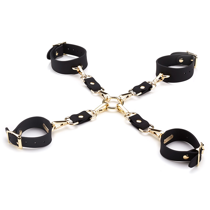 Leather Bondage Gear Silicone Collar Handcuffs Ankle Cuffs