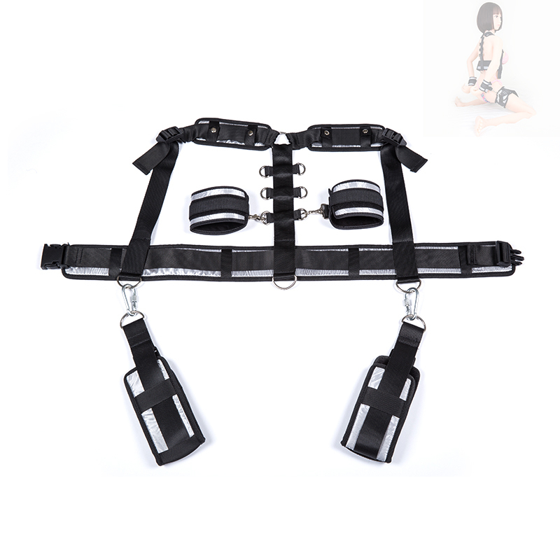 Bondage Gear Handcuffs Ankle-Cuffs Upper Body Strap Reflexive Strap Combination