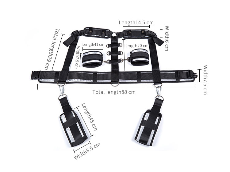 Bondage Gear Handcuffs Ankle-Cuffs Upper Body Strap Reflexive Strap Combination
