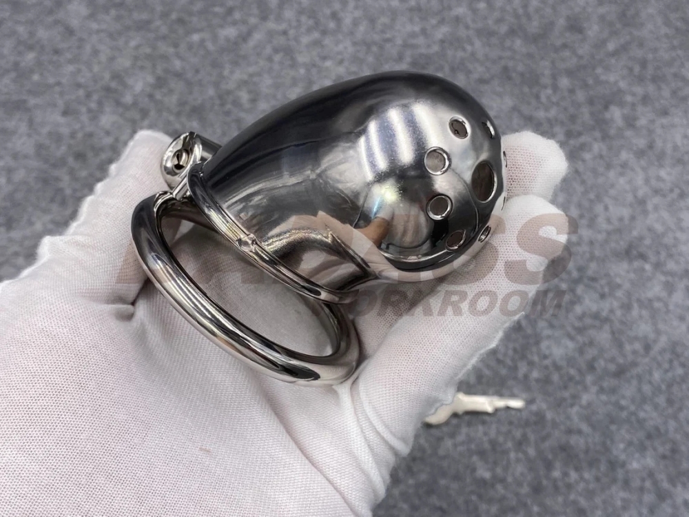 BA-31Customize Fully Enclosed Chastity Cage with Shower Head Design Stainless Steel/Titanium Cock Cage