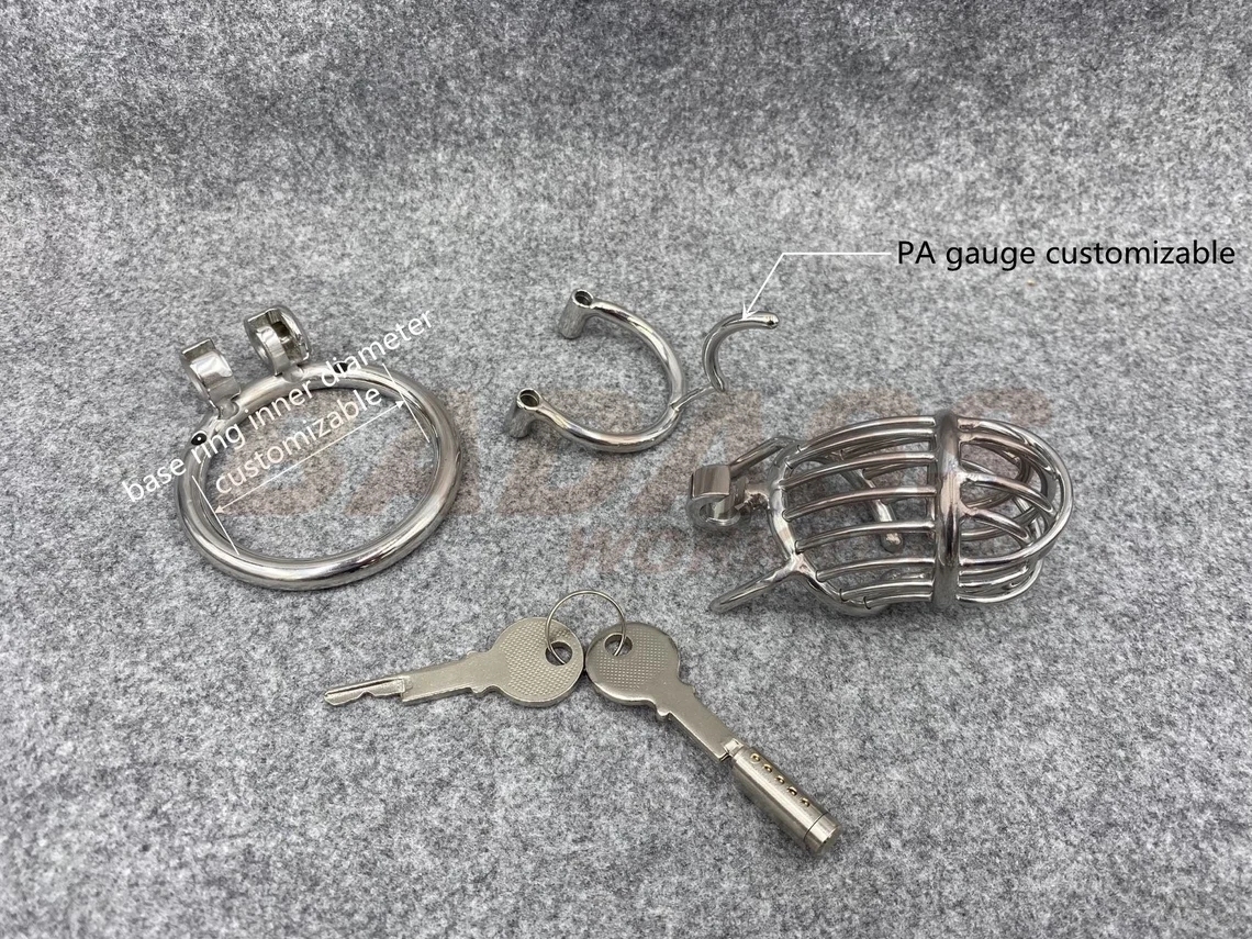 BA-25 Customizable Dense Bars Chastity Cage with Integrated PA Device Stainless Steel/Titanium Cock Cage