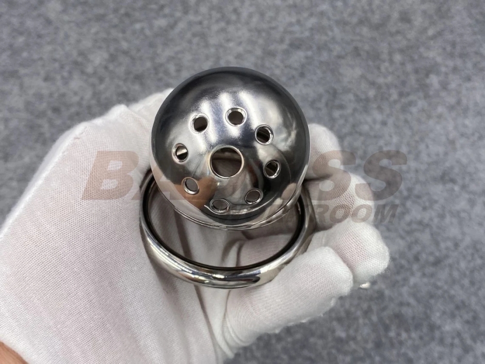 BA-31Customize Fully Enclosed Chastity Cage with Shower Head Design Stainless Steel/Titanium Cock Cage