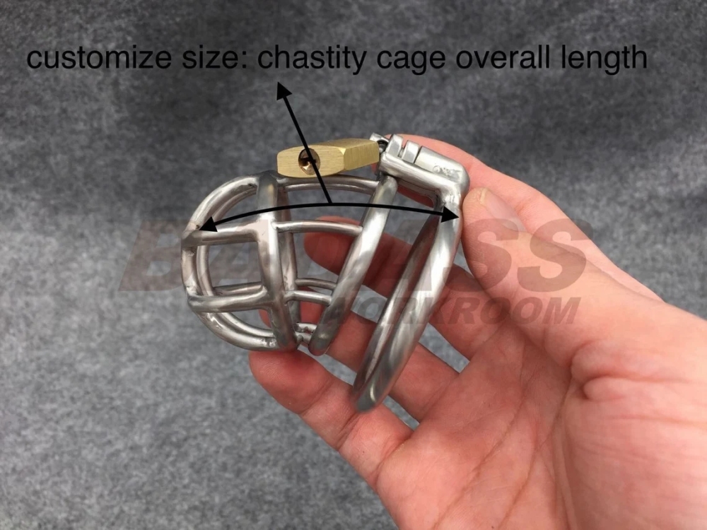 BA-05 Customize Chastity Cage Easy To Pee Stainless Steel/Titanium Cock Cage DuaL Lock System Locked With Permanent Lock Or Padlock