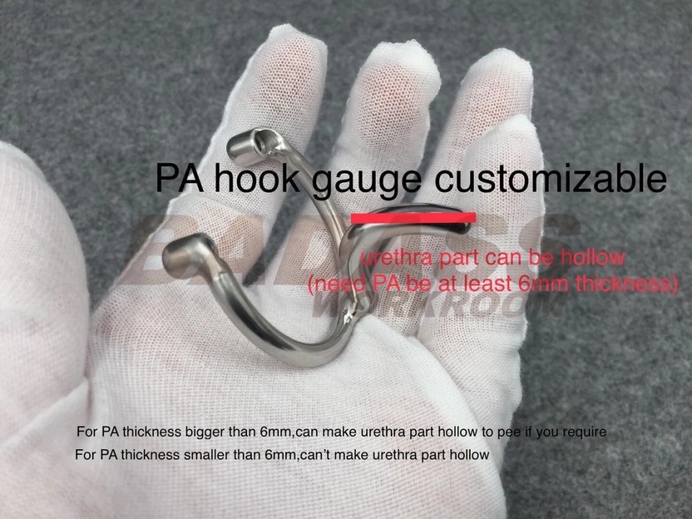 BA-22 Customizable Chastity Cage Stainless Steel/Titanium Cock Cage With Integrated PA hook and Scrotum Press Ring to Prevent Ball Escape