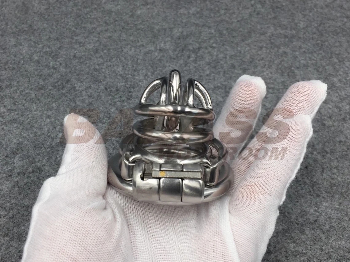 BA-22 Customizable Chastity Cage Stainless Steel/Titanium Cock Cage With Integrated PA hook and Scrotum Press Ring to Prevent Ball Escape