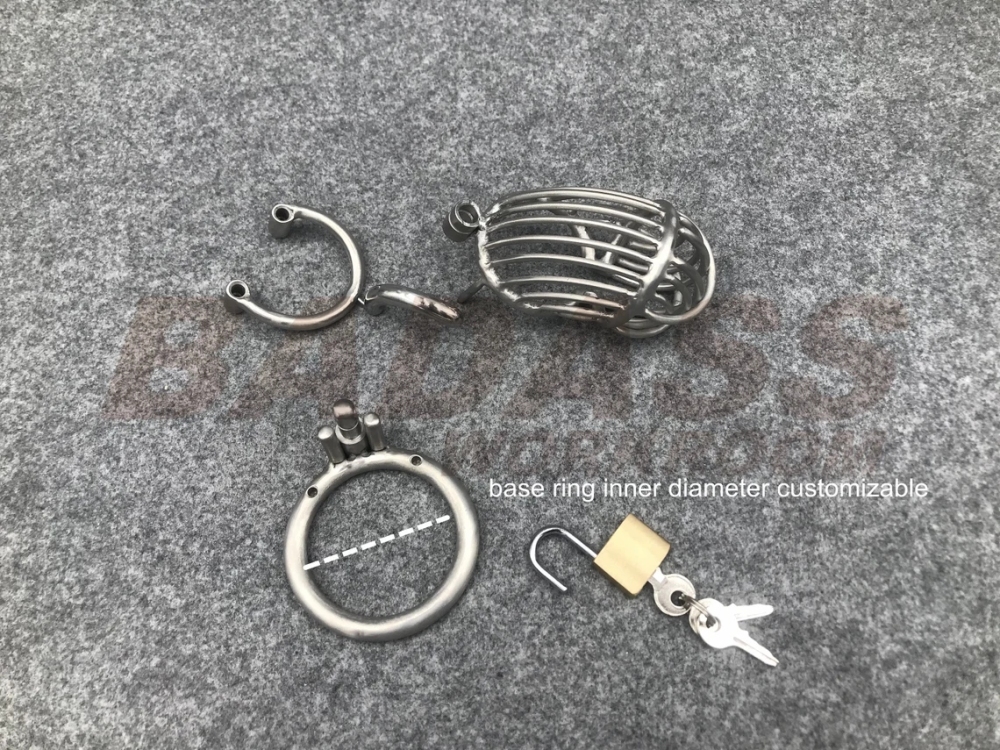 BA-26 Customizable Dense Bars Chastity Cage with Integrated PA Hook Right Angle Stainless Steel/Titanium Cock Cage
