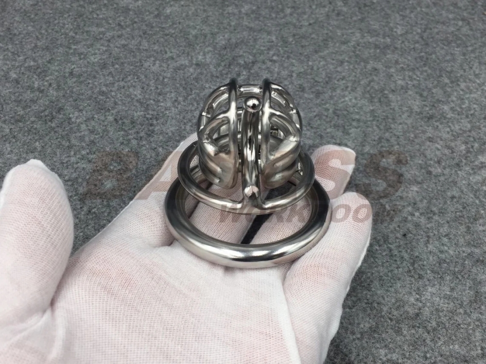 BA-22 Customizable Chastity Cage Stainless Steel/Titanium Cock Cage With Integrated PA hook and Scrotum Press Ring to Prevent Ball Escape