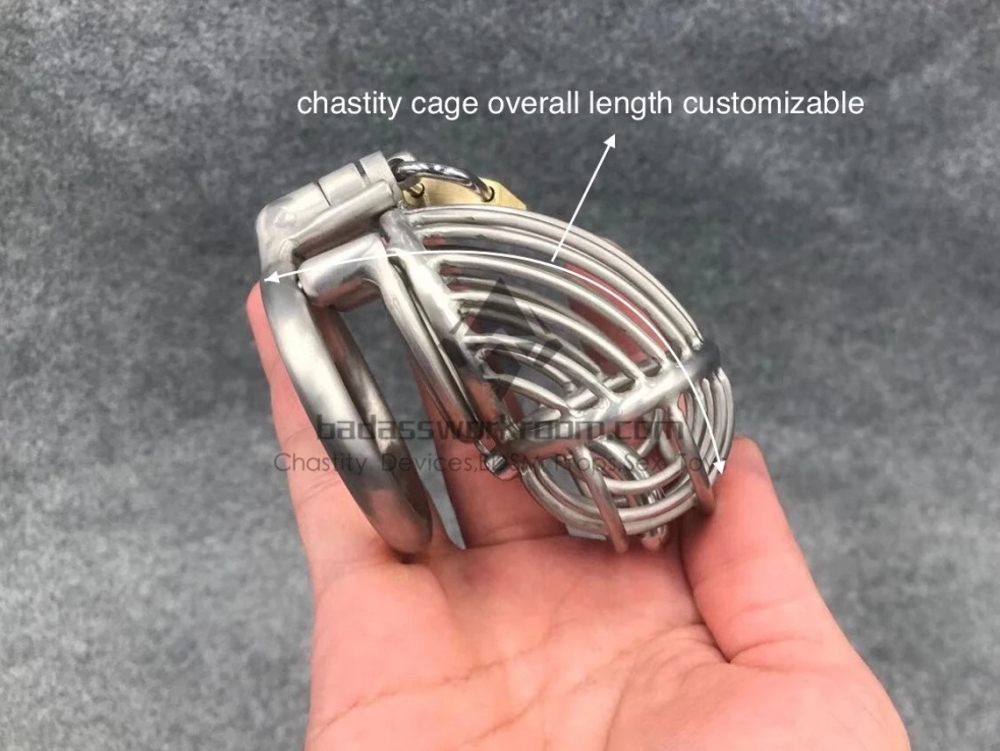 BA-26 Customizable Dense Bars Chastity Cage with Integrated PA Hook Right Angle Stainless Steel/Titanium Cock Cage