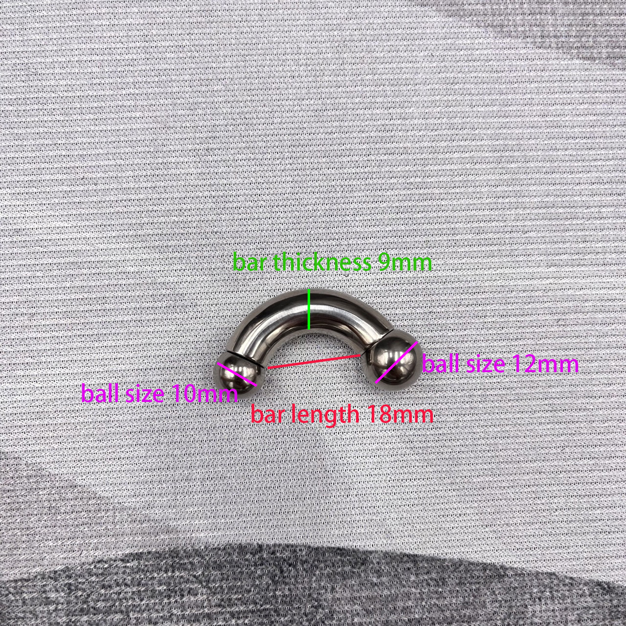 In Stock Gauge/Thickness 9mm Titanium Body Jewelry Bent Barbell