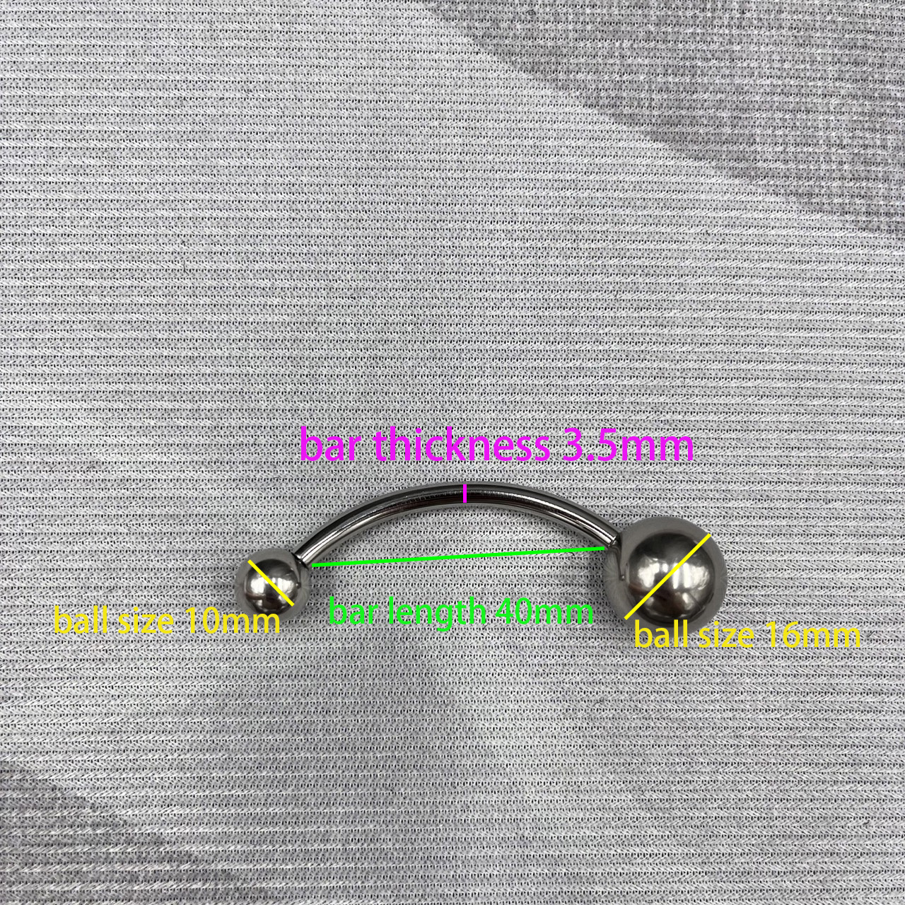 In Stock Gauge/Thickness 3.5mm Titanium Body Jewelry Bent Barbell