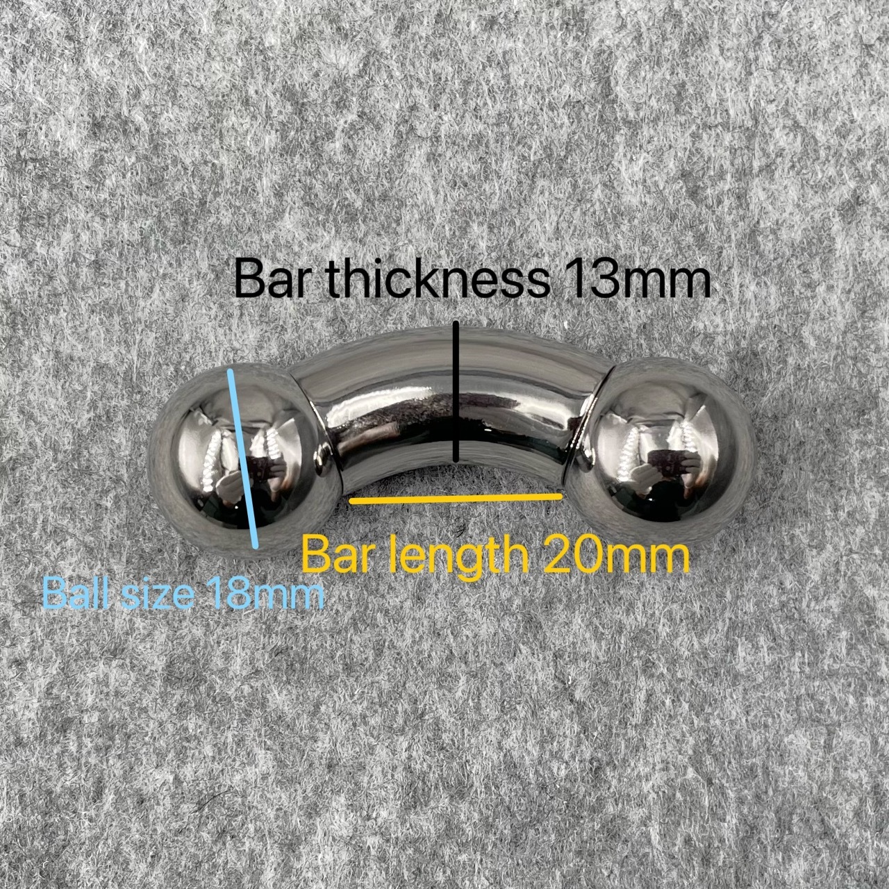 In Stock Gauge/Thickness 13mm Titanium Body Jewelry Bent Barbell