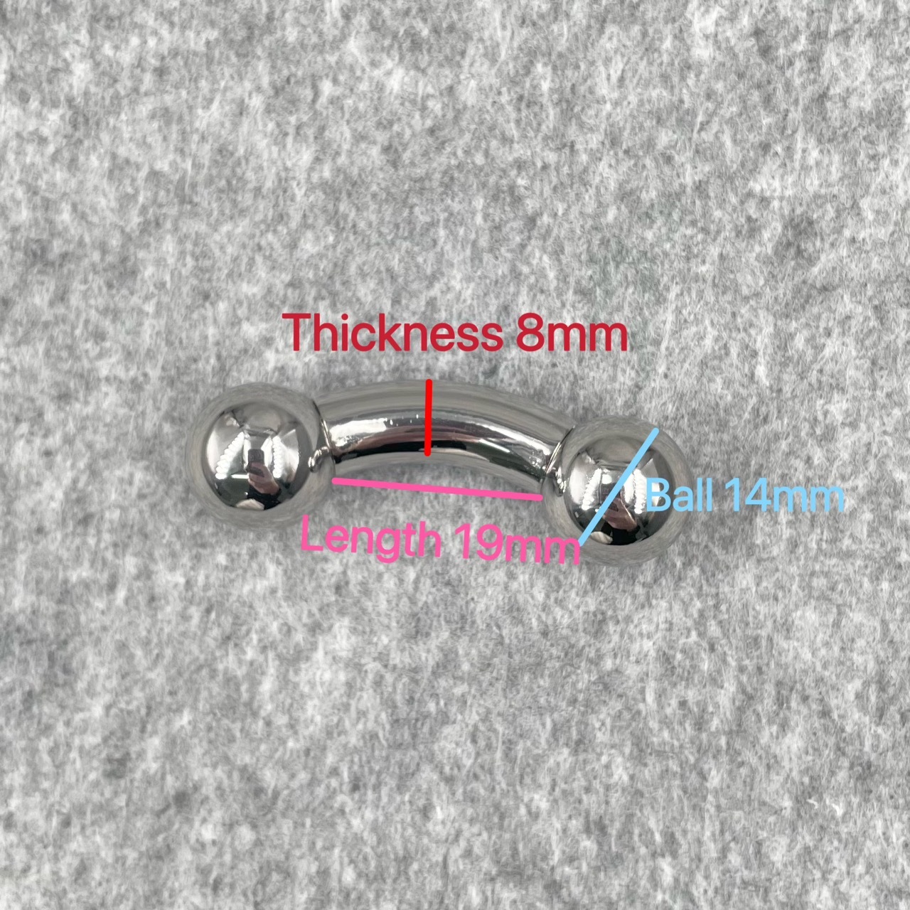 In Stock Gauge/Thickness 8mm Titanium Body Jewelry Bent Barbell