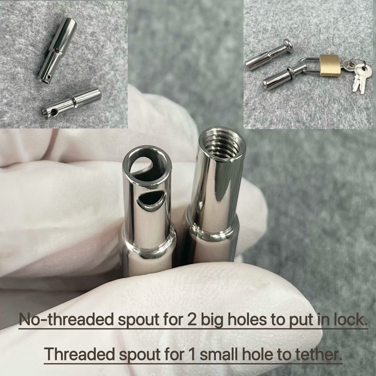 Titanium Urethral Sound TetherSpout  With Ball For Nom-Piercing Chastity
