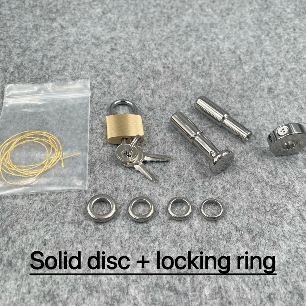 Titanium Urethral Sound TetherSpout  With Disc For Nom-Piercing Chastity