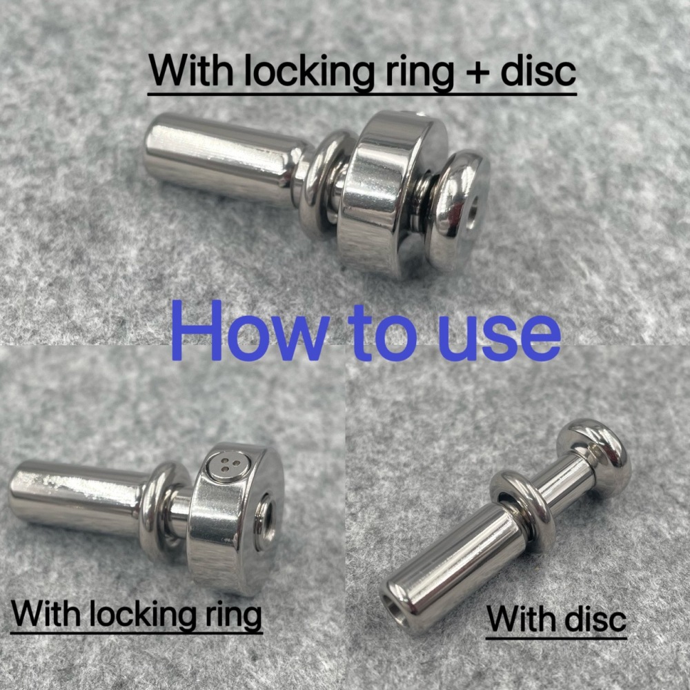 Titanium Urethral Sound TetherSpout  With Disc For Nom-Piercing Chastity