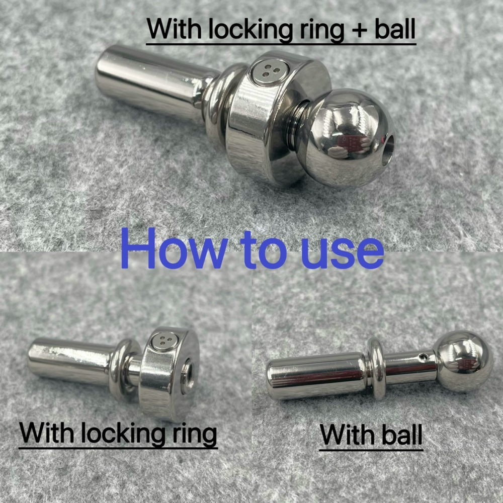 Titanium Urethral Sound TetherSpout  With Ball For Nom-Piercing Chastity