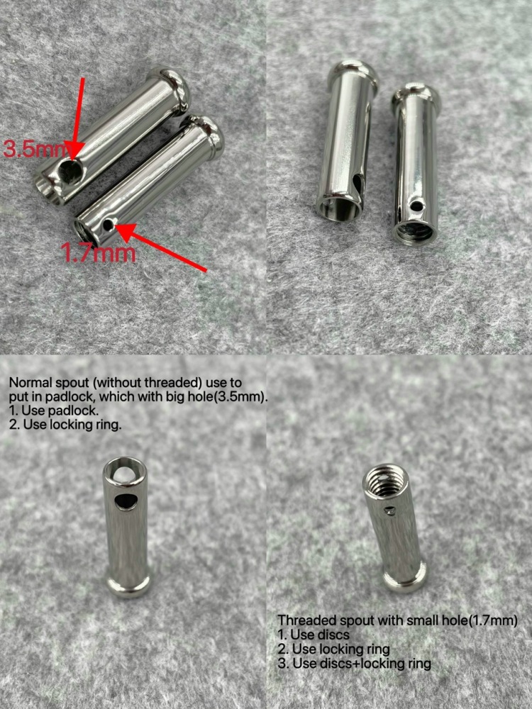 Titanium TetherSpout With Ball For Nom-Piercing Chastity