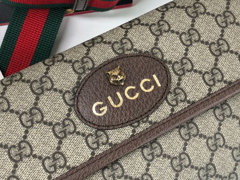 Gucci古奇双G复古虎头腰包斜跨男包女包胸包 493930   GG Supreme帆布腰包男包