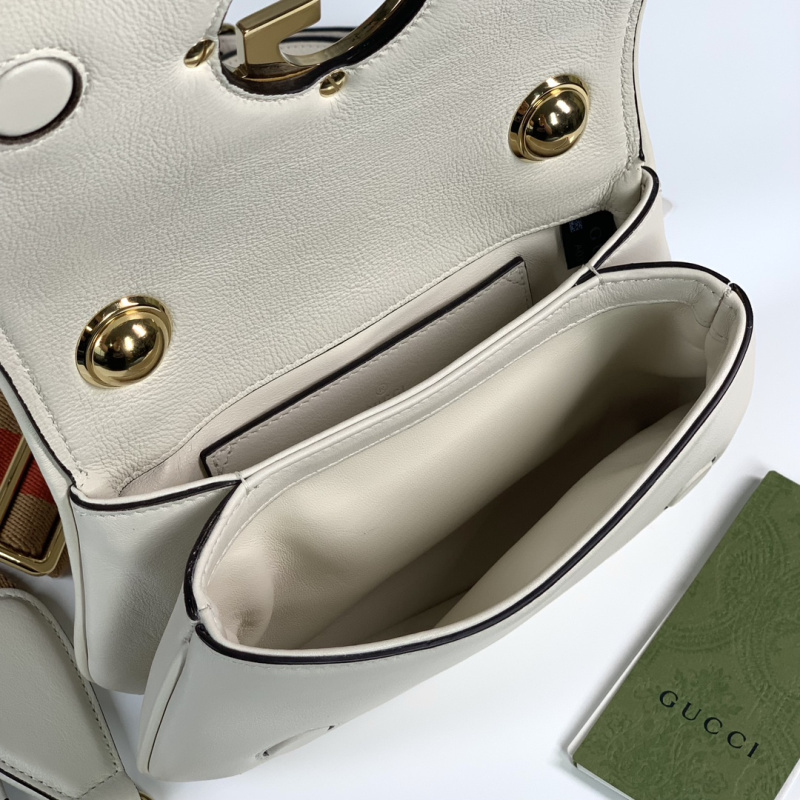 Gucci古驰 新款 女士白色金扣翻盖单肩斜挎包女包 698643 Gucci Blondie系列迷你手袋