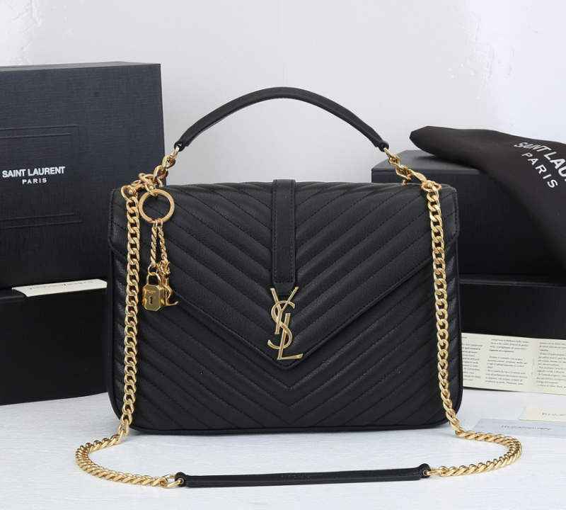 YSL/圣罗兰 女士黑色手袋单肩包女包 新款 斜挎包链条包 大号32cm