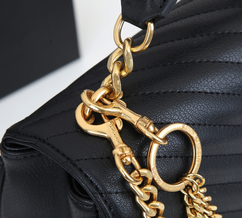 YSL/圣罗兰 女士黑色手袋单肩包女包 新款 斜挎包链条包 大号32cm 24cm