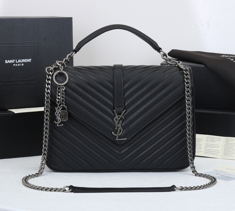 YSL/圣罗兰 女士黑色手袋单肩包女包 新款 斜挎包链条包 大号32cm 24cm