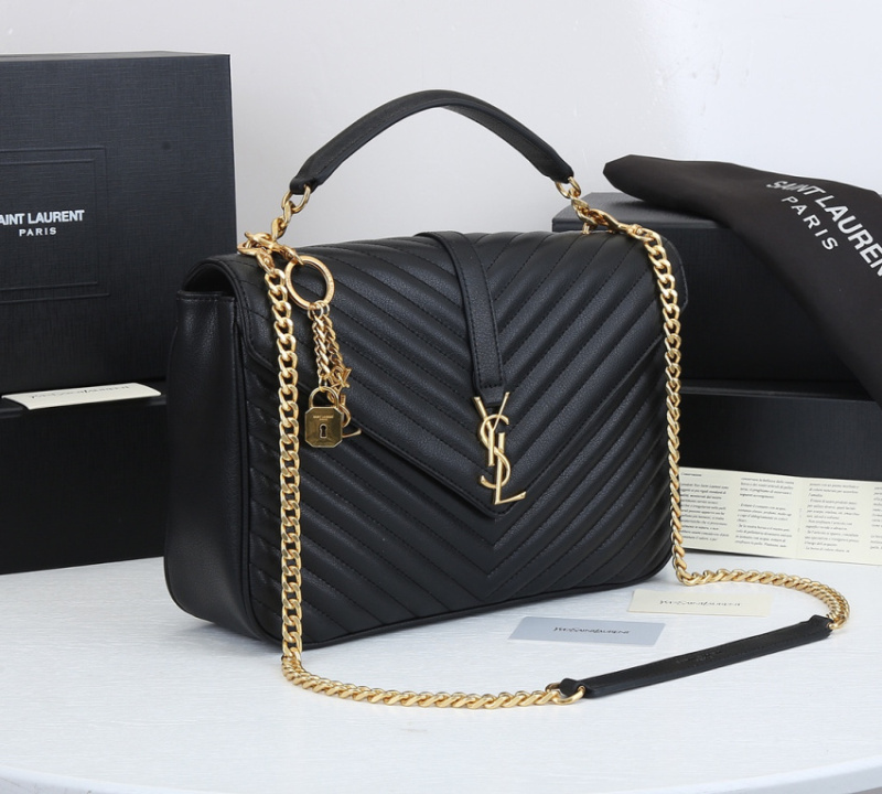 YSL/圣罗兰 女士黑色手袋单肩包女包 新款 斜挎包链条包 大号32cm 24cm