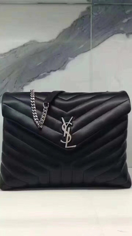 YSL/圣罗兰 女士黑色手袋单肩包女包 新款 斜挎包链条包  31cm大号
