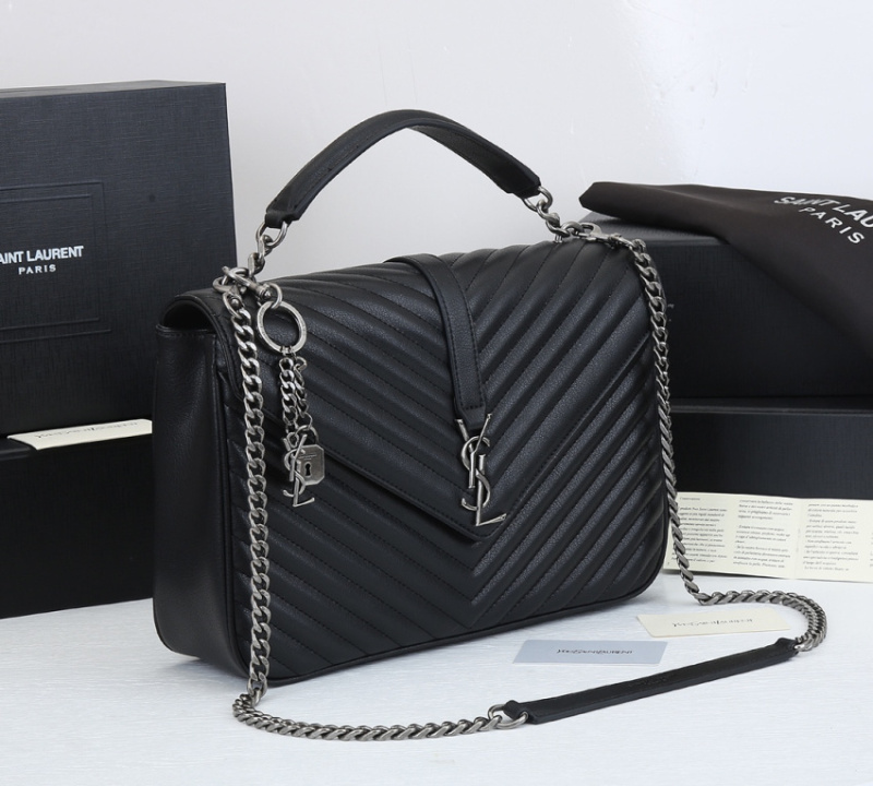 YSL/圣罗兰 女士黑色手袋单肩包女包 新款 斜挎包链条包 大号32cm 24cm