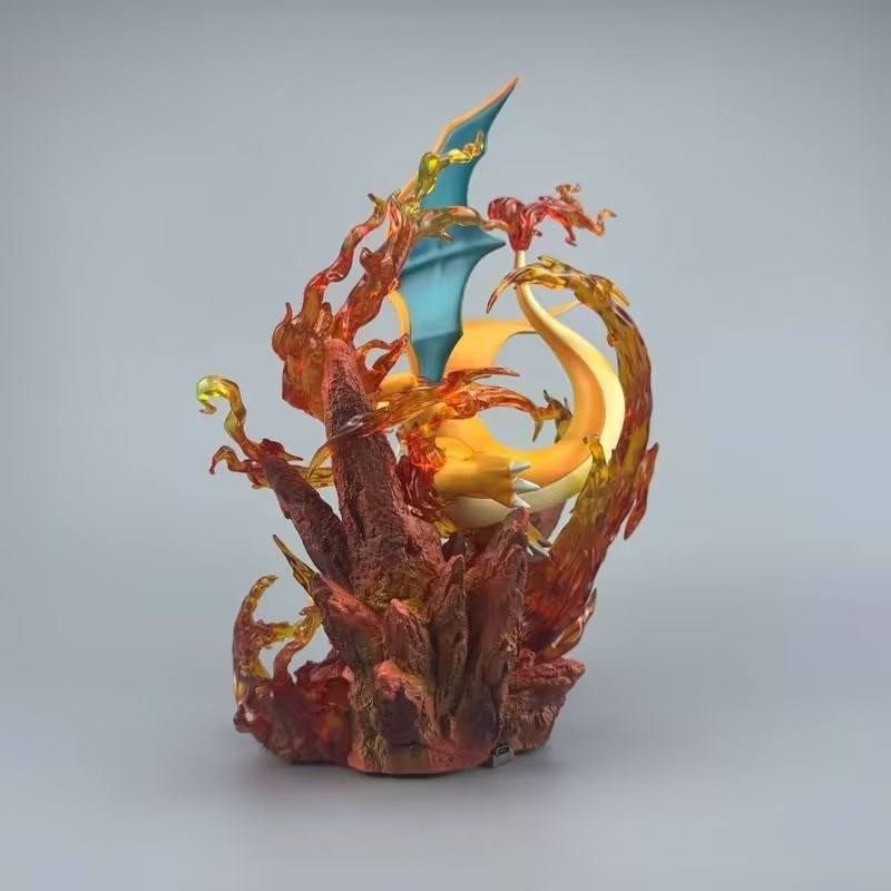 宠物小精灵 大喷火龙进化组 潮玩公仔 可发光场景 桌面摆件手办
