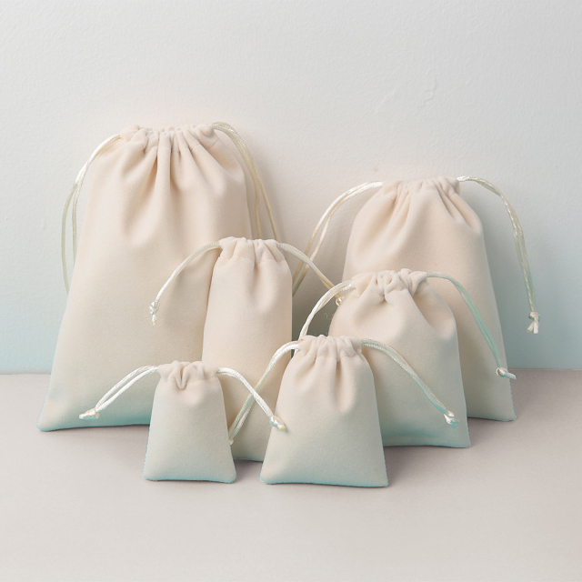 Beige Velvet Pouches