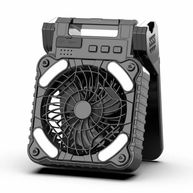 BALACN X99 Solar Powered Fan for Camping Rechargeable Battery Operated Portable 4 Speeds Powerful Wind with LED Lantern,90° Folding Portable Desk Fan