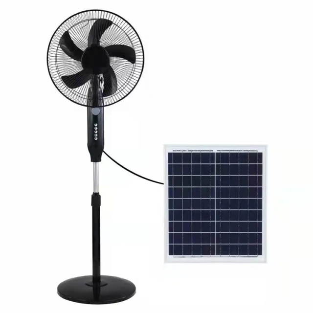 BALACN BL-188 16-Inch Solar Rechargeable AC DC Stand Fan with Solar Panel Energy Conservation Lights Portable Pedestal Table Fan