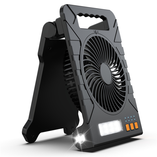 BALACN F907 4000mAh Rechargeable Solar Camping Fan with Led Lantern, 4 Speeds Cordless Battery Powered 90° Adjustable Portable Desk Fan with PowerBank,Three Model LED Light, Timer & Flashlight, Quiet Desk Fan for Tent Hurricane Worksite