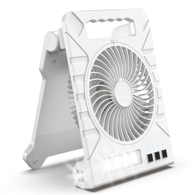 BALACN F907 4000mAh Rechargeable Solar Camping Fan with Led Lantern, 4 Speeds Cordless Battery Powered 90° Adjustable Portable Desk Fan with PowerBank,Three Model LED Light, Timer & Flashlight, Quiet Desk Fan for Tent Hurricane Worksite