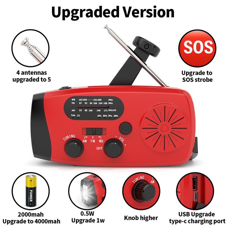 MD-087P 4000mAh Crank Radio