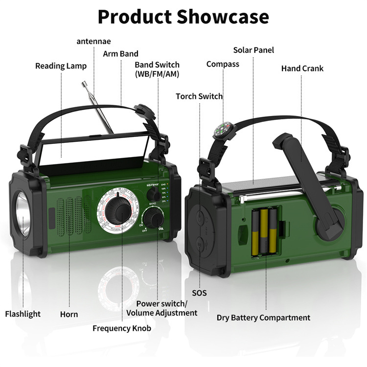 MD-107 Portable Hand Crank Solar Radio