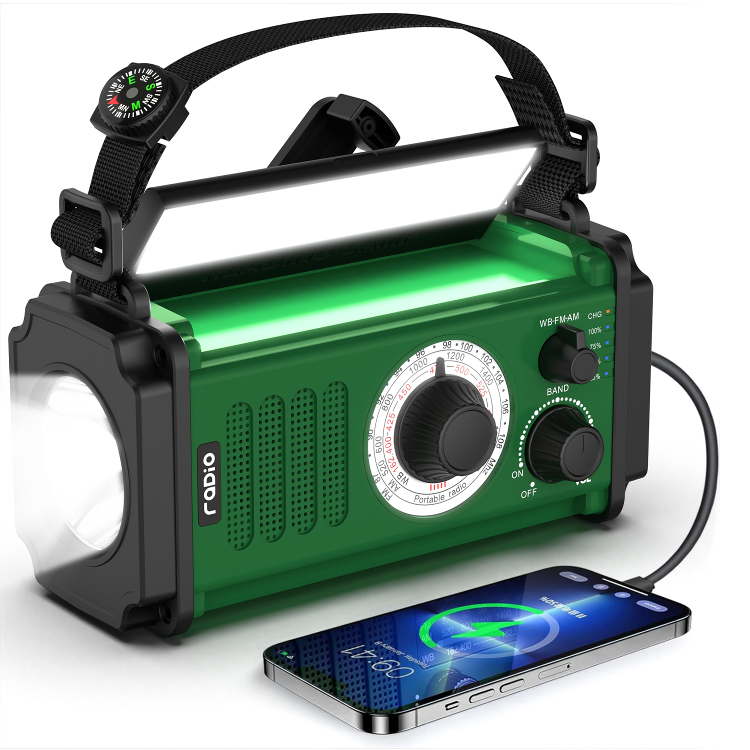 MD-107 Portable Hand Crank Solar Radio