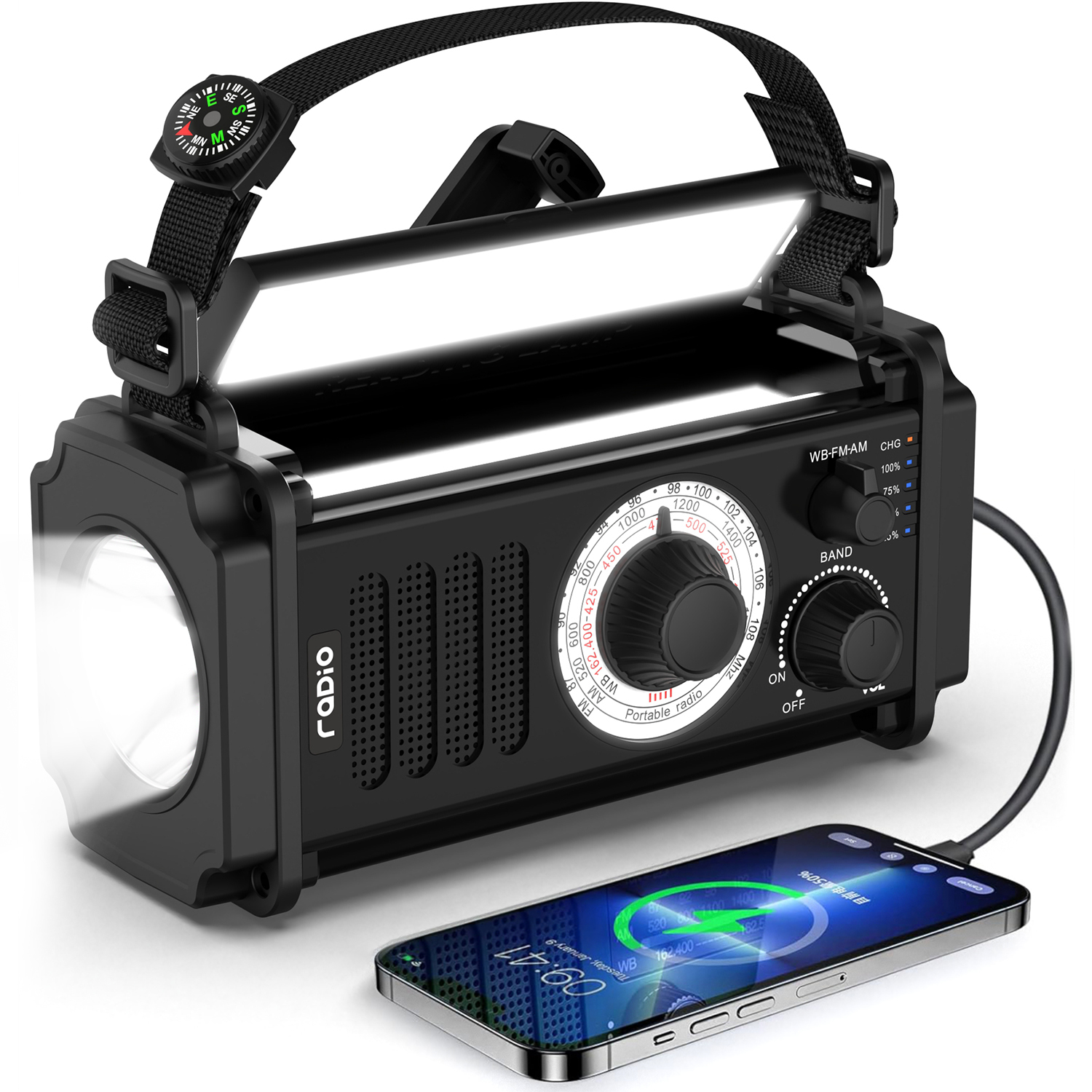 MD-107 Portable Hand Crank Solar Radio