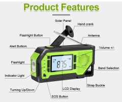 MD-092P 2000mAh Solar Hand-Crank Emergency Weather Radio