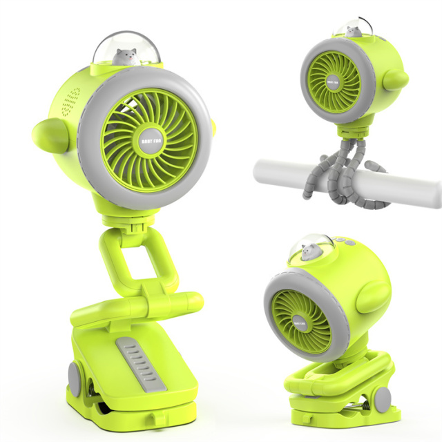 BALACN BL-BF01 迷你可充电婴儿推车风扇​（带彩色 LED 灯 / 手电筒 + 自动摇头功能 – 适配汽车安全座椅、婴儿床、出行场景）